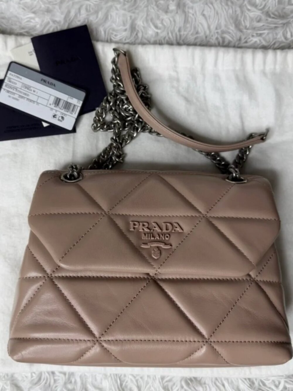 PRADA Nappa Stitched Small Spectrum Bag Cipria